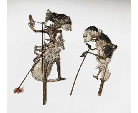 A pair of wayang klitik puppets, Yogyakarta, Java, Rama 49cm high, Sinta 37cm high) Wayang klitik puppets are constructed fro