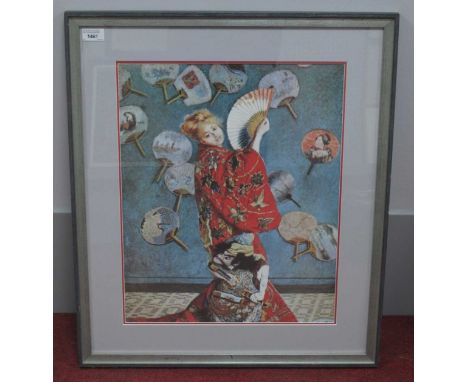 Modern Monet Colour Print 'La Japonaise', framed and glazed, frame 68 x 58cm.