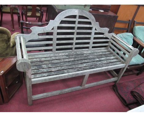 Wooden Garden Bench, with dome and horizontal slatted back, 166cm, wide.