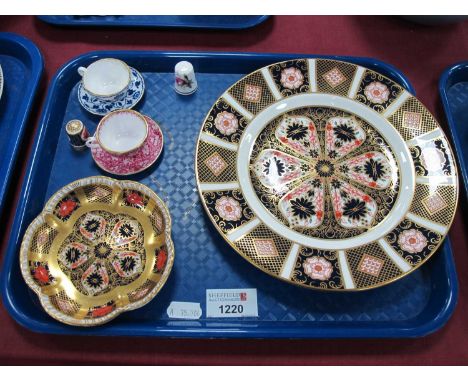 Royal Crown Derby Yorkshire Rose Plate, 1128 Imari wavy hexagonal dish, first quality, Spode miniatures, etc:- One Tray.