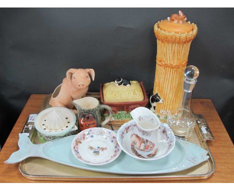 Border Fine Arts James Herriot's Country Kitchen Ware, butter dish, lemon squeezer, salt pig, pasta jar, jug, Royal Doulton B