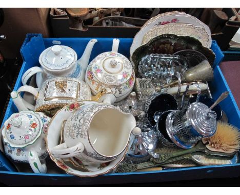 Sadler 1930's Teapot, and Others by Pareek, Copeland Spode, Royal Albert and 'Country Roses' jardiniere, chrome tea ware, etc