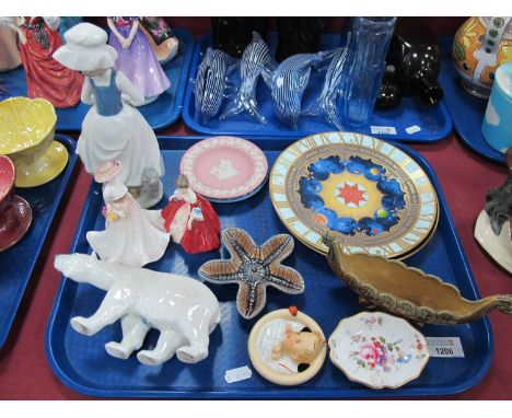 Copenhagen Polar Bear, 18cm long, Worcester Millennium plate, Goebel wall plaque, figurines, etc:- One Tray.