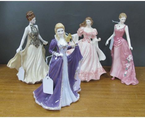 Royal Worcester Figurines, 'Grace', 'Mia', 'Sophie' and 'Masked Ball', with three boxes (4).