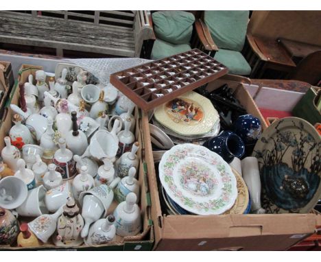 Ceramic Bells, Gouda Fisheaters dish, Brambly Hedge plate, thimbles other pottery:- Two Boxes