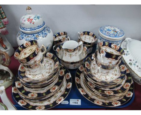 Edwardian Floral Tea Service, of thirty-six pieces, Italian lidded jars:- One Tray.