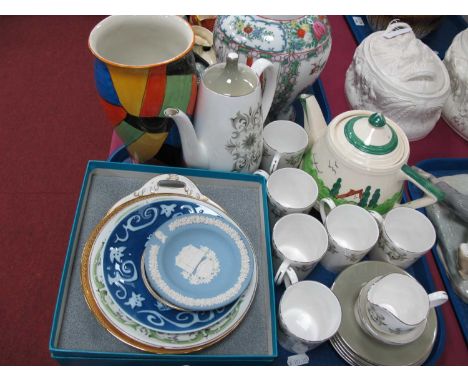 Art Deco Vase, 23cm high (chip under foot), Adderley 'Adelphi' coffee set, Brisbane teapot, etc:- One Tray.