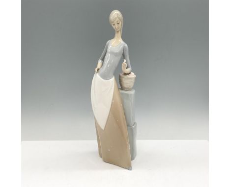 Glossy figure standing with a butterfly resting on her fingers. Nao backstamp. Issued: 20th centuryDimensions: 3.5"L x 2.5"W 