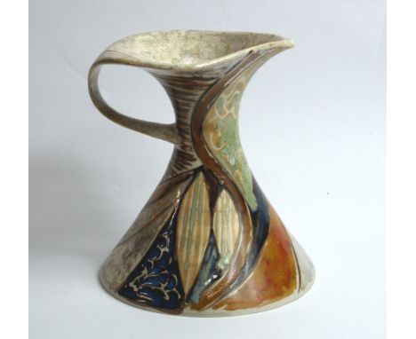 Cobridge glazed ceramic and hand painted jug, with impressed and painted marks to the base. Height approximately 180mm CONDIT