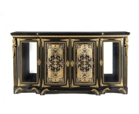 A Louis Philippe ormolu mounted tortoiseshell, brass and pewter Boulle marquetry ebony bibliotheque basse or low cabinetincor