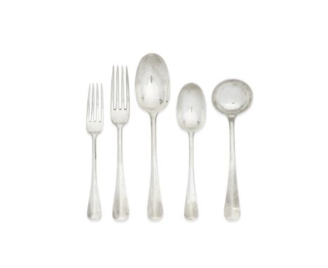 A silver Hanoverian pattern flatware serviceGeorge Jackson &amp; David Fullerton, London 1911  With rat-tail reverse bowls, c