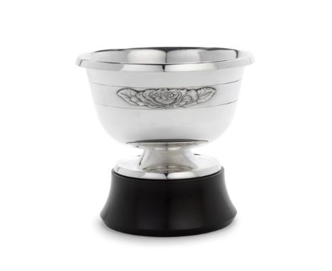 A silver centenary rose bowl on standAlgernon Asprey, London 1977, limited edition numbered 476 Circular form with overturned