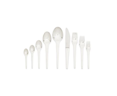GEORG JENSEN: a Danish silver 99-piece Caravel pattern table service of flatwaredesigned by Henning Koppel (1918 - 1981), pos