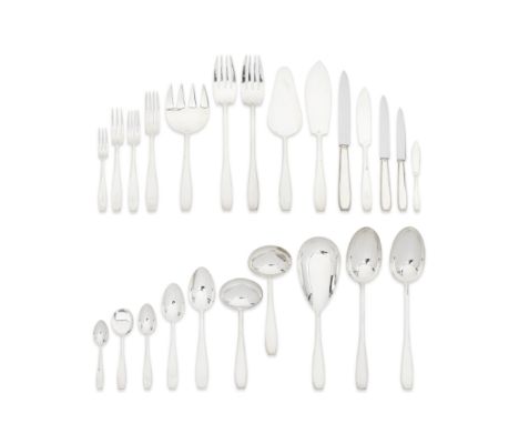 An extensive Belgian silver table service of flatware  and cutleryWolfers Frères, stamped with maker's mark and also stamped 