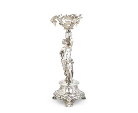 A Victorian silver table centrepieceWilliam Gough, Birmingham 1863, also incuse stamped 'Manufactured by Henry Bright / 2 UNI