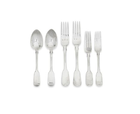 A collection of silver Fiddle pattern flatwarevarious maker's and datesComprising: twelve table forks, including eight, Willi