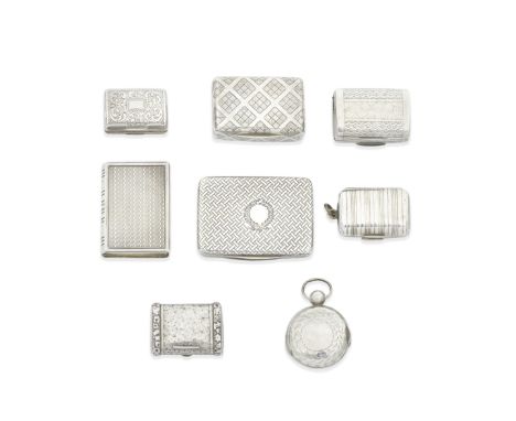 A collection of eight silver vinaigrettesvarious maker's and datesComprising; one of book form, Thomas Edwards, London 1818, 