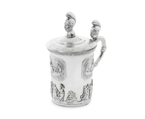 A 19th century Russian silver tankard and coverPeter Moller, St Petersburg 1825, assay master Mikhail Mikhailovich KarpinskyC