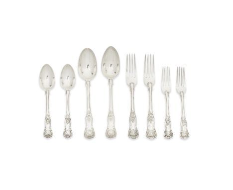 A Victorian silver King's pattern part flatware serviceGeorge Adams, London 1841 With diamond shell heels, comprising: six ta