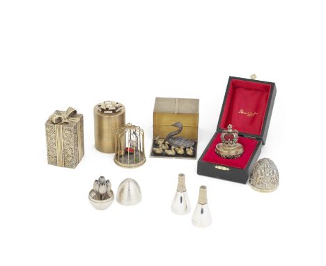 STUART DEVLIN: a collection of itemsComprising: a cased silver-gilt surprise egg, London 1977, to commemorate The Queen's Sil