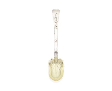 An American silver 'Lap Over Edge' serving spoonTiffany &amp; Co, also stamped Sterling, PAT 1880,  decoration number 910, al