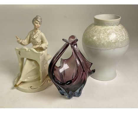 ROYAL DOULTON; a figure 'Musicale' HN2756 and a Portmeirion vase and a 1960s Art Glass vase.