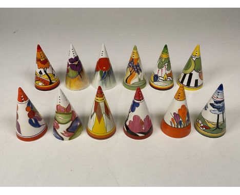A collection of limited edition reproduction Clarice Cliff sifters, height 11cm. No certificates or boxes.