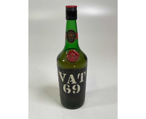 A single bottle of VAT 69 Scotch Whisky.