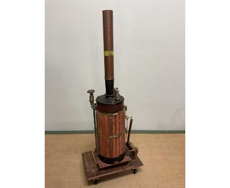 A large copper clad and mahogany based wooden clad scratch-built static engine, height approx. 101cm.