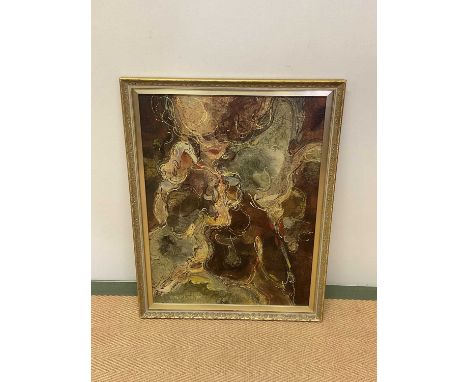 HUTCHINGS, acrylic on board, abstract stylised portrait of a woman, signed and dated '76 lower left, 60 x 44cm, framed.