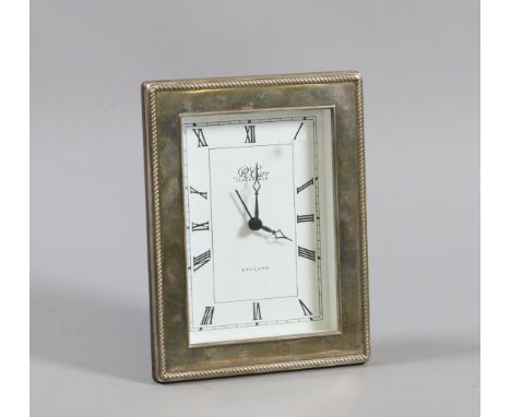 A silver mounted bedside alarm clock assayed Sheffield.