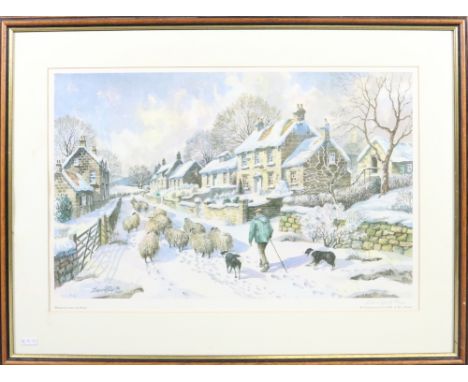A Limited Edition signed print 'Bringing Home the Flock' by David Keith 93/500.