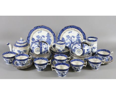 A Booths Real Old Willow pattern teaset including teapot (approximately sixty pieces).