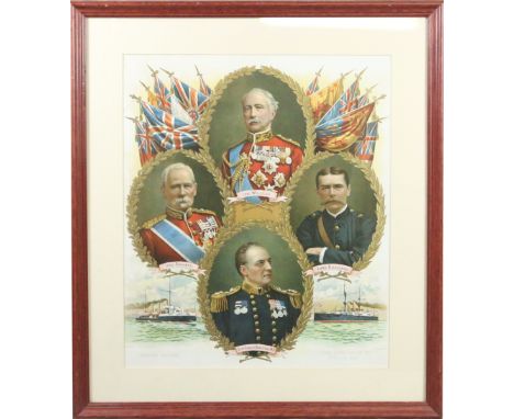A framed lithograph print of British heros.
