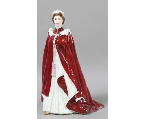 A Royal Worcester figure formed as Queen Elizabeth II in Robes of the Order.