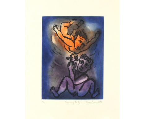 * Eileen COOPER (b.1953) Etching aquatint in colours ‘Learning to Fly’ Inscribed, numbered 30/35 and dated 1989 Signed Unfram