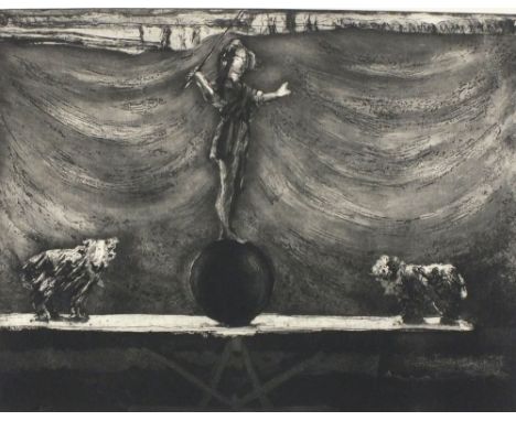 * Christine EATWELL  Etching aquatint Banzo defies gravity two’ Inscribed, signed, numbered 3/25  Unframed 12.25” x 15” plate