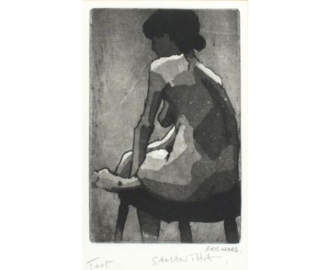 * Eric WARD (b.1945) Black and white etching ‘Samantha’ Inscribed test 7.5” x 4.75” image size (19cm x 12cm)