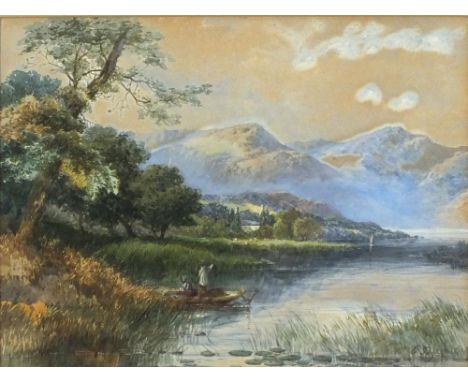 Edward R. TAYLOR  (1838-1912) Watercolour The Old Hall Conniston Lake Signed 9” x 12” (23cm x 30.5cm)
