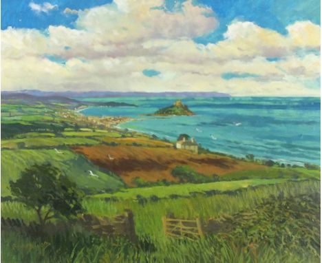 Richard WOOD (b.1950) Oil on canvas ‘Summer Light Mounts Bay’ Signed 19.25” x 23.5” (49cm x 59.7cm)