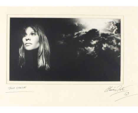 Maurice TATE  Black and white photograph Portrait of Julie Christie Signed and dated (19)69 Unframed but in cardboard mount 8