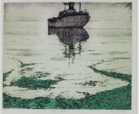 Charles BARTLETT (b.1921) Etching in colours ‘Ship at Anchor’ Inscribed and numbered 13/60 in pencil Signed 13” x 15.5” (33cm