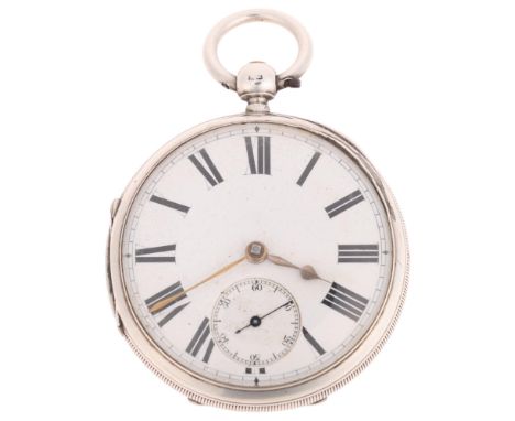 A late 19th century silver open-face key-wind pocket watch, by John Wilson of Newcastle, white enamel dial with Roman numeral