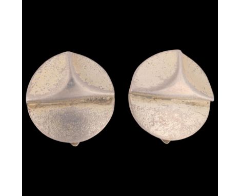 LAPPONIA - a pair of Finnish modernist sterling silver-gilt abstract clip-on earrings, in style of Bjorn Weckstrom, circa 198