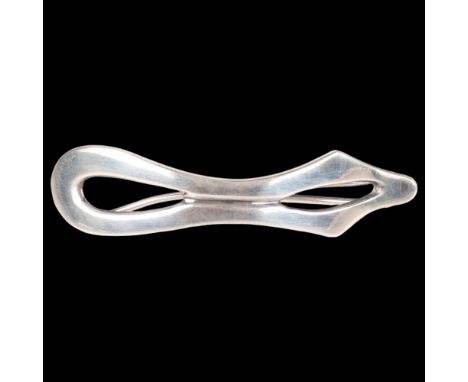 OLE GRAVESEN - a Danish modernist silver abstract hairclip, plain openwork form, 76.1mm, 16.7g . Condition Report: No damage 
