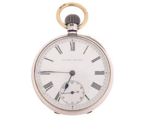 SIR JOHN BENNETT - a late 19th century silver open-face keyless pocket watch, white enamel dial with black Roman numeral hour