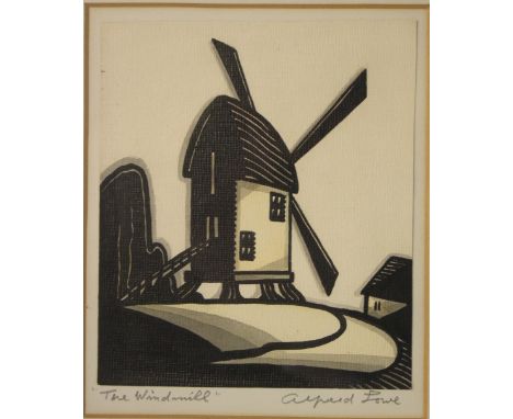 Alfred Lowe (British, 20th Century), The Windmill; In Kent, a pair, each signed in pencil 'Alfred Lowe', (in margin lower rig