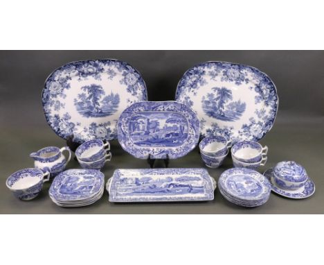 A Copeland Spode Italian tea service, meat plate, sandwich plate and preserve jar, 23 pieces, and a pair of Allertons Kenilwo