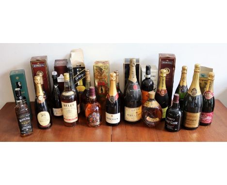 A quantity of Champagne , Port , Cognac and whisky to include a vintage Magnum of Moet&nbsp;