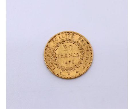 A French 1876, 20 Franc gold coin